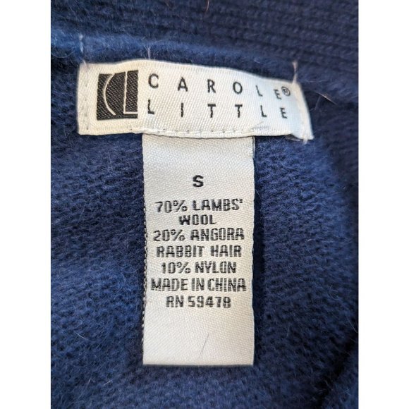 Carole Little Blue Lambswool and Angora Blend Cardigan Office Capsule Wear sz S - Picture 5 of 7